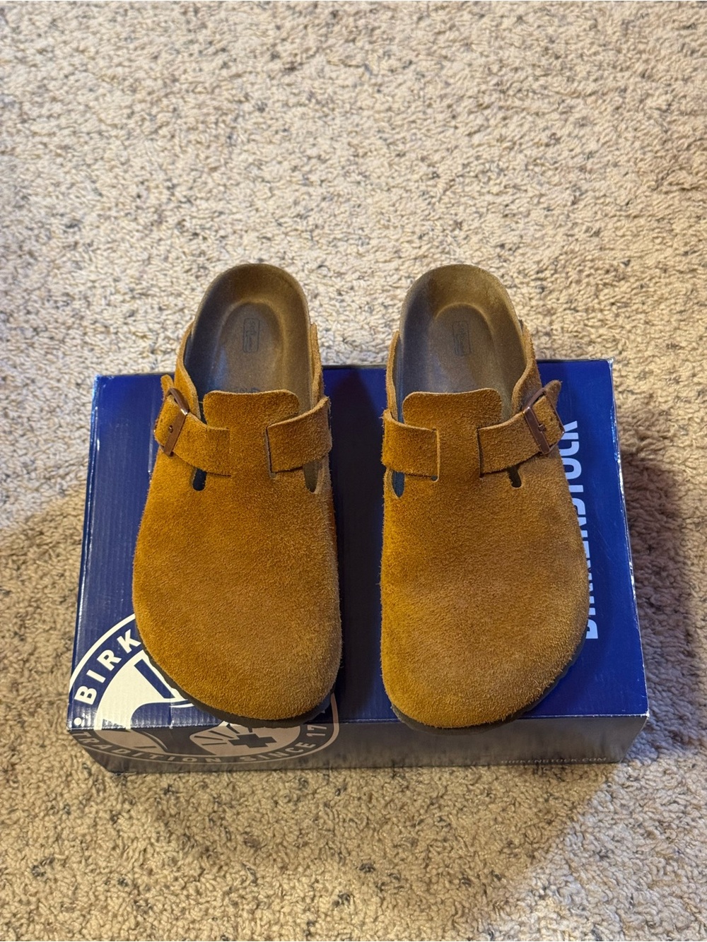 Birkenstock Boston Suede Clogs –  Mink, Size 41 (US 8 M / 10 W)